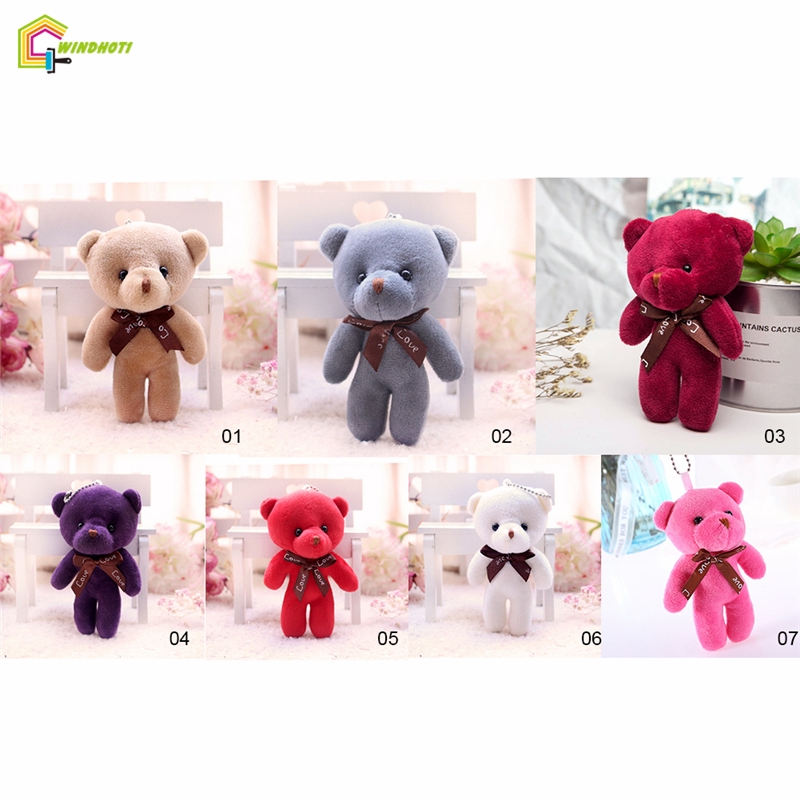 🎉TG 1Pc Mini Plush Bear Đồ chơi 12cm Liên kết gấu Mặt dây chuyền PP Cotton Mềm nhồi đồ chơi Bó hoa Quà tặng ngày lễ