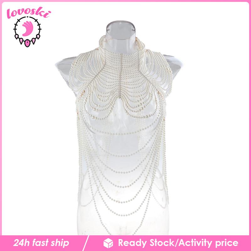 [Lovoski] Vòng cổ Body Chain ABS Ngọc Trai Trang Trí Bikini