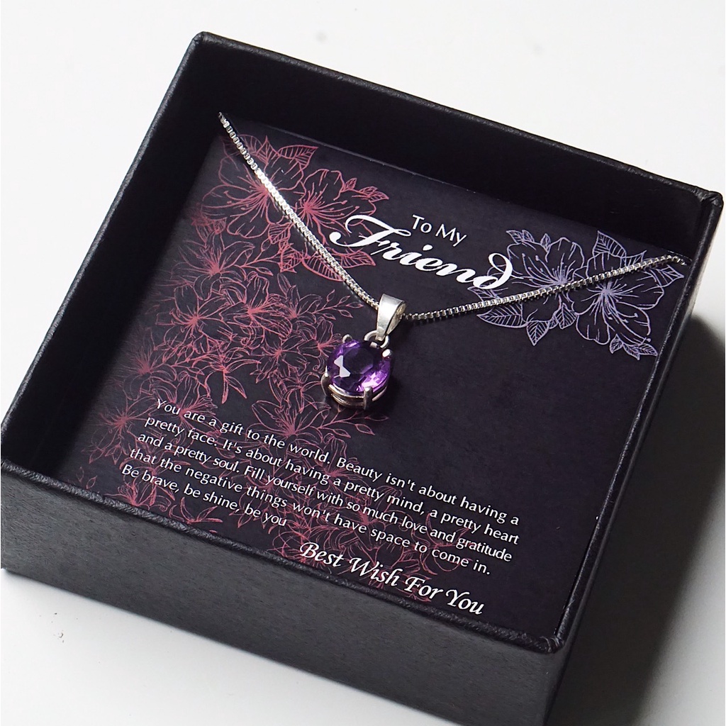 Dây chuyền bạc mặt đá  tím  An Gem, dây chuyền tinh tế dành cho nữ