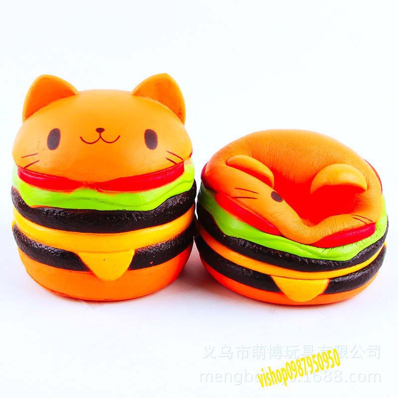 ĐỒ CHƠI SQUISHY  BÁNH HUMBUGER MÈO ĐẸP