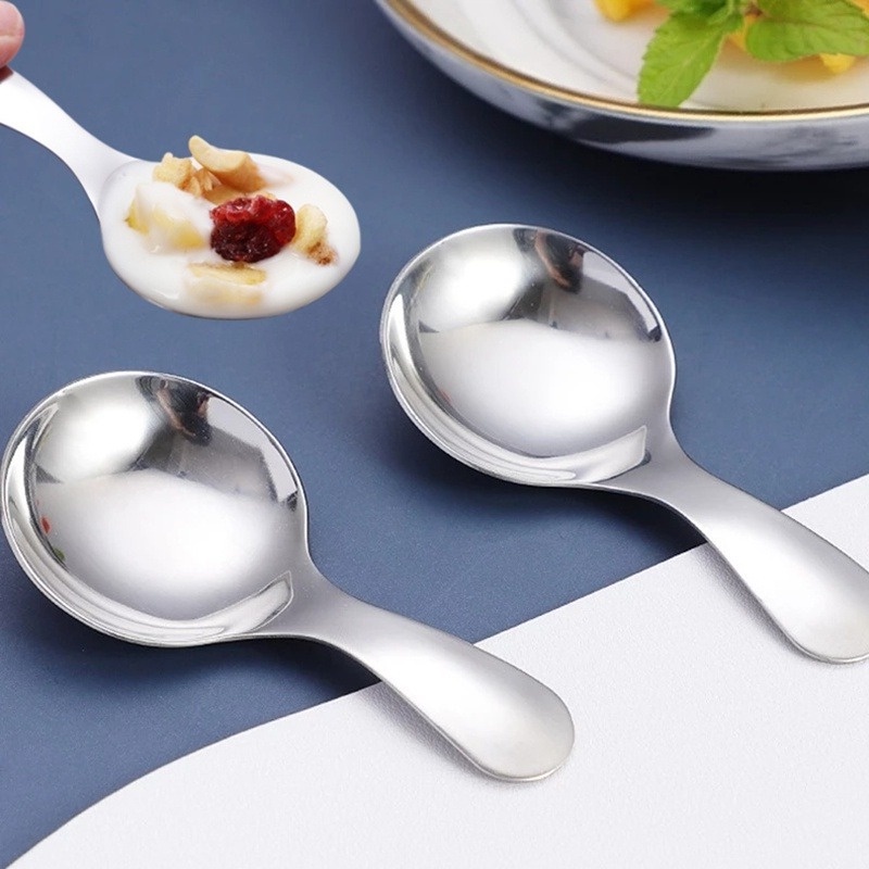 1 Muỗng Ăn Kem Cán Ngắn Bằng Thép Không Gỉ