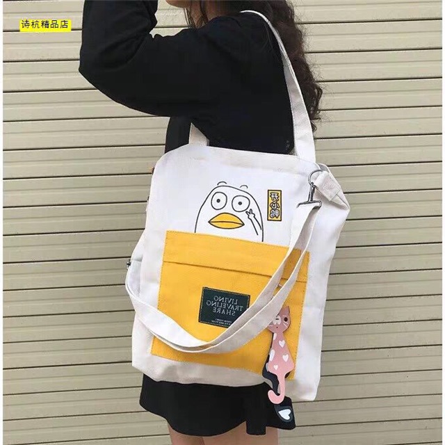 Túi Tote Đeo 2 Kiểu - Ngỗng Mặt Bự