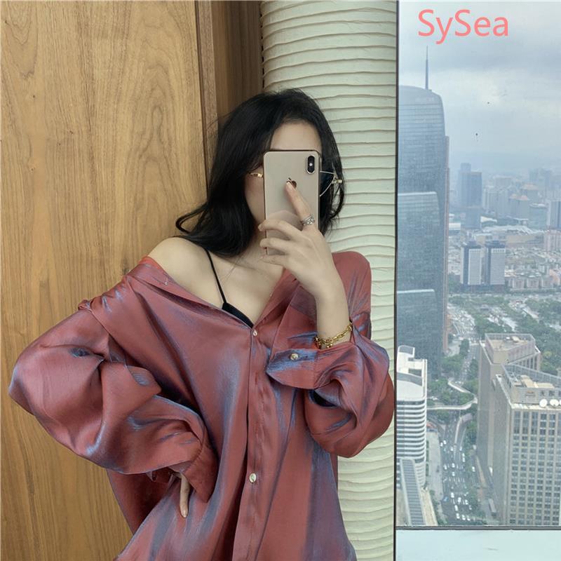 Áo sơ mi tay dài dáng rộng chống nắng thời trang mùa hè trẻ trung cho nữ