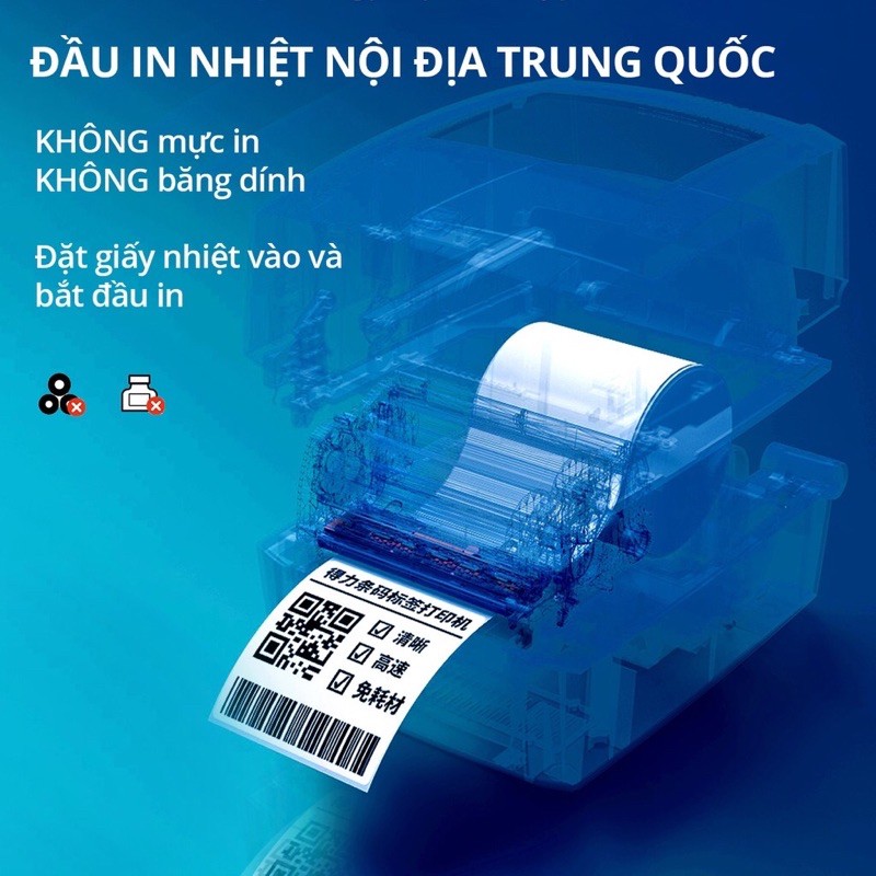 Máy in nhiệt Deli - Hàng nội địa Trung- Sản phẩm bán chạy hàng đầu Trung Quốc- Bảo hành 1 năm