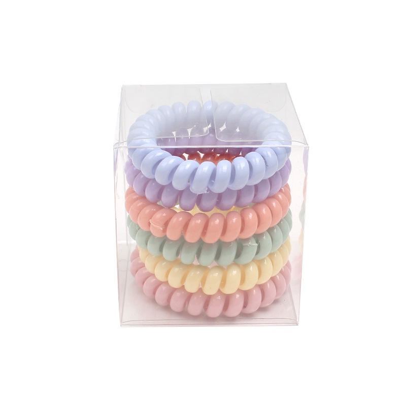 Set 6 Dây Buộc Tóc Lò Xo Chất Liệu TPU Co Giãn Màu Sáng Tinh Tế Thời Trang