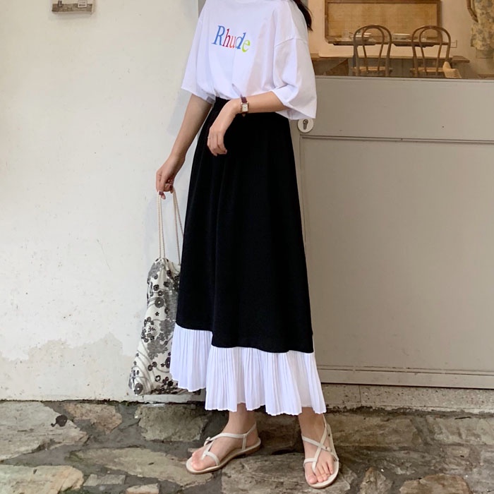 Chân Váy Chữ A Lưng Cao Dáng Rộng Phong Cách Hàn Quốc Thời Trang Mùa Hè Xinh Xắn Cho Nữ