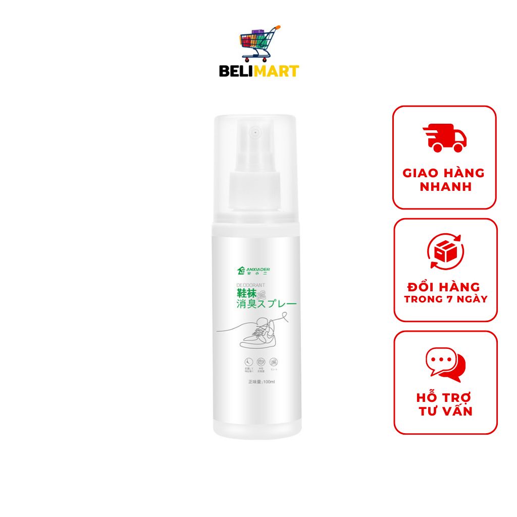 Xịt khử mùi giày dép 100ml giúp kháng khuẩn, tạo hương thơm dịu nhẹ BELI BL032