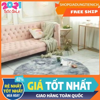 Thảm lông loang hình tròn trang trí- màu ghi