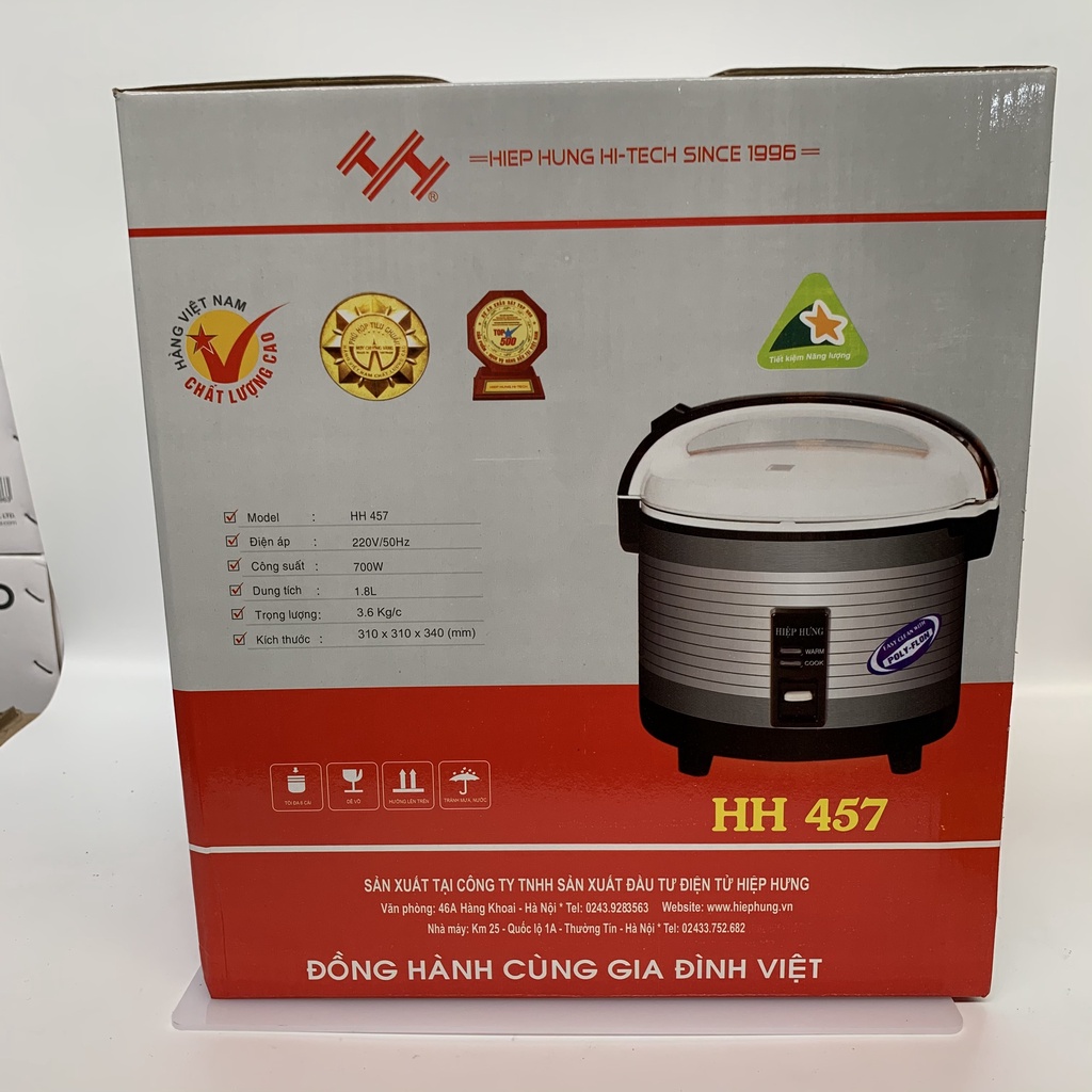 [Mã ELHADEV giảm 4% đơn 300K] Nồi Cơm Điện Hiệp Hưng HH457 Dung Tích 1.8 Lít, Bảo Hành 12 Tháng (giadunggiatot14)