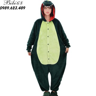 Bộ Đồ hình thú Khủng Long xanh Pijama dành Cho Người Lớn và Trẻ Em Hoạt Hình Cosplay