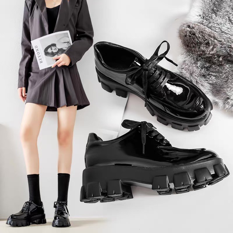 Boot Ullzang nữ cổ thấp buộc dây đế cao răng cưa Cao cấp Oxfot | BigBuy360 - bigbuy360.vn