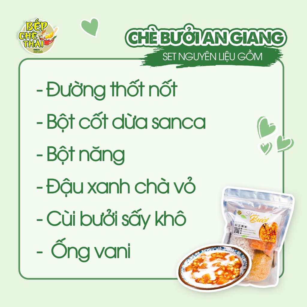 Set chè bưởi đậu xanh siêu cùi An Giang (Set 45 Chén) tặng kèm công thức nấu - BẾP CHÈ THÁI