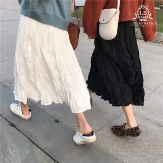 [CÓ SẴN] Chân váy hè thu suông dáng dài tầng xếp li cạp chun ulzzang hàn quốc l1 hot