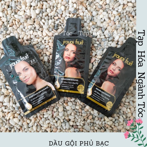 Dầu gội GỘI LÀ ĐEN Jrouoi Fruit Black Color Hair Shampoo 30ml - Hộp 8 gói