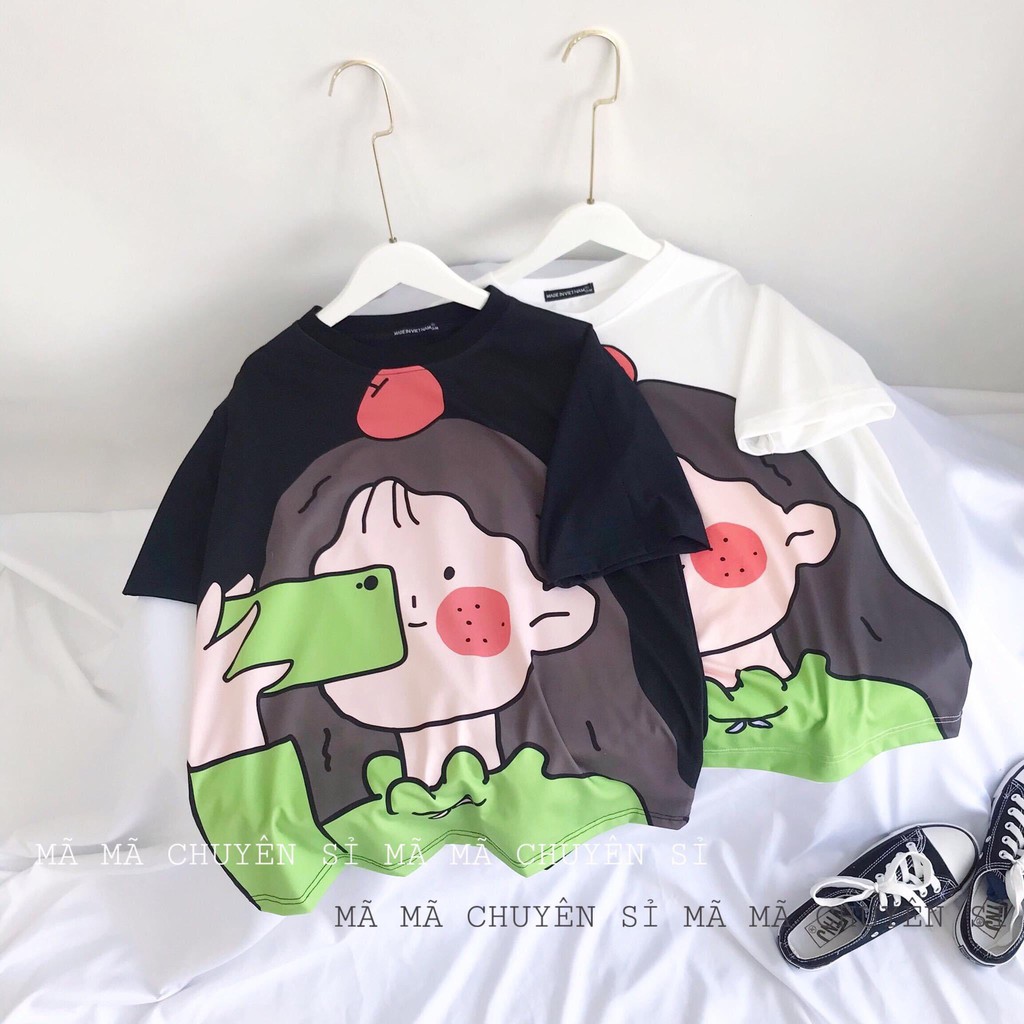 Áo thun tay lỡ ❤️ Áo phông Unisex CÔ BÉ APPLE in 3D form rộng Freesize Molly Fashion