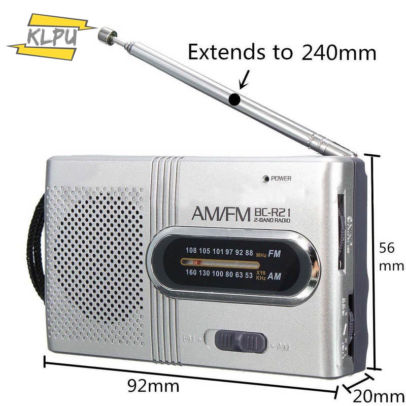 KLPU Pocketradio AM/FM Mini Portable Radio Telescopic Antenna Radio Pocket World Receiver Speaker Gifts