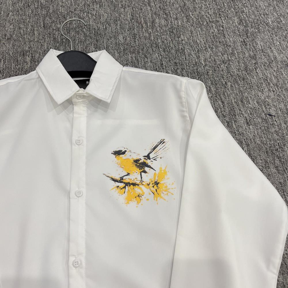 Áo sơ mi nam nữ trắng in hình họa mi, áo sơ mi nam nữ in hình dễ thương-D256 | BigBuy360 - bigbuy360.vn