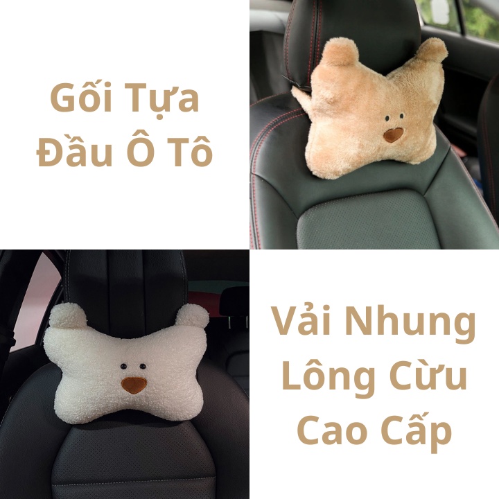 Gối Tựa Đầu Và Cổ Kiểu Gấu Hoạt Hình Nhồi Bông Dễ Thương Trang Trí Nội Thất Xe Hơi