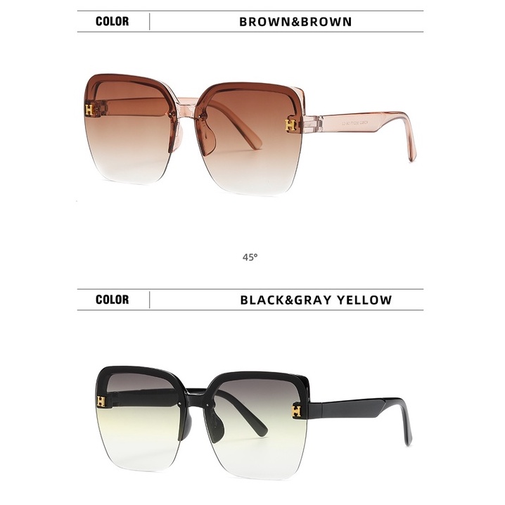 Kính Mát Gọng Vuông To Bằng Nhựa In LOGO H Sang Trọng 2022 Thời Trang Cho Nữ