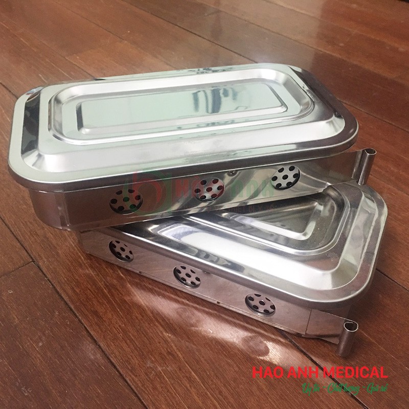 Hộp hấp dụng cụ y tế Inox - Hộp tiểu hình chữ nhật - không có quai sách [ Chất Lượng Tốt Nhất, Giá Rẻ Số 1