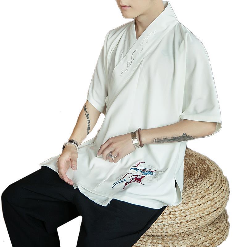 Áo khoác hán phục thêu họa tiết phong cách Trung Hoa cổ điển thời trang cho nam