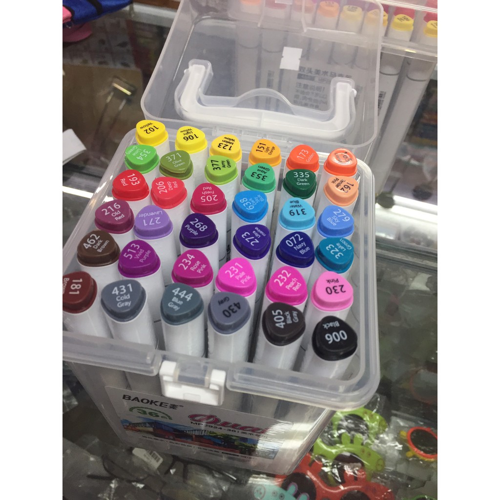 HỘP 36 MÀU DẠ MARKER BAOKE DUAL CAO CẤP 2 ĐẦU SIZE LỚN