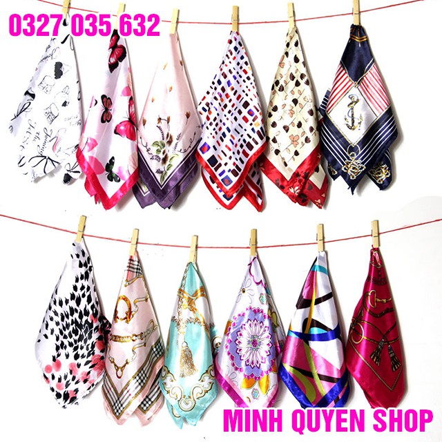 Khăn Turban Bandana Lụa Satin Vuông 50x50 cm Đội Đầu, Choàng Cổ, Buộc Túi Đa Năng