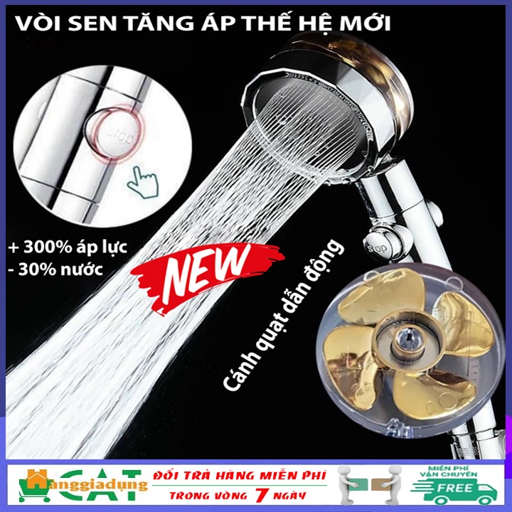 Vòi sen tăng áp cao cấp 4 chế độ phun nước, đầu vòi sen tắm áp lực cao, tiết kiện nước