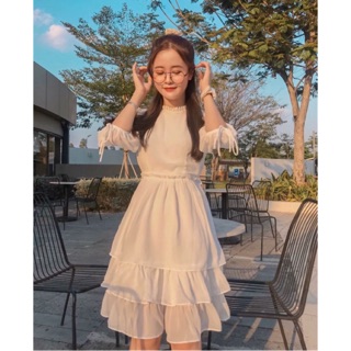 Đầm babydoll bèo trắng / Đầm Bánh Bèo