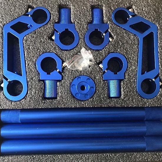 Ghi đông 5 khúc MOXI nhôm CNC - họp đen hong hui