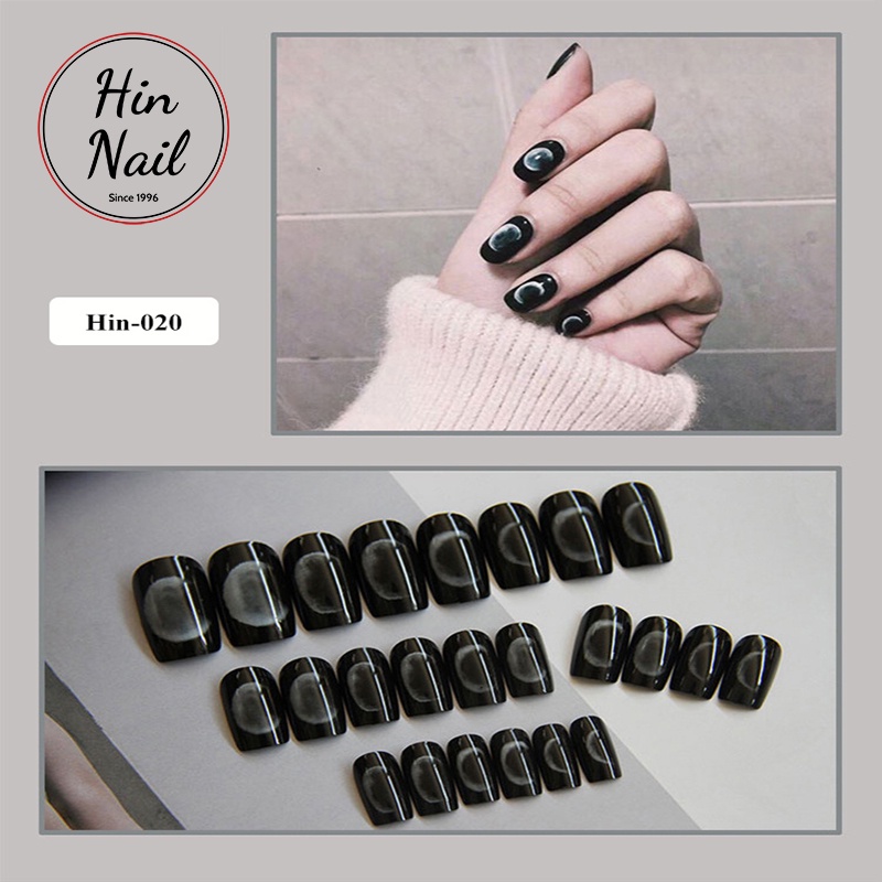 Set 24 móng tay giả dài kèm keo Hin Nail hình ánh trăng