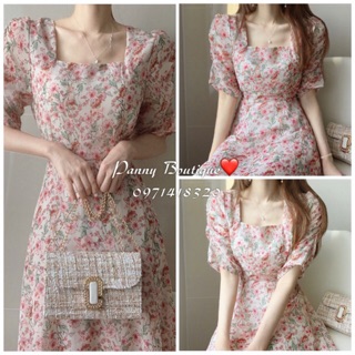 [Order có ảnh thật] Đầm Váy voan cổ vuông vintage, style ulzzang Hàn Quốc 🌻 Panny Boutique 🌻