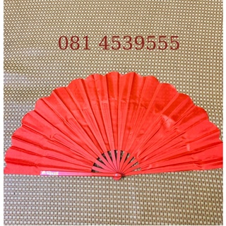 Quạt múa văn nghệ (1 ĐÔI) nan nhựa hàng đẹp bền vải lụa đỏ nan đỏ