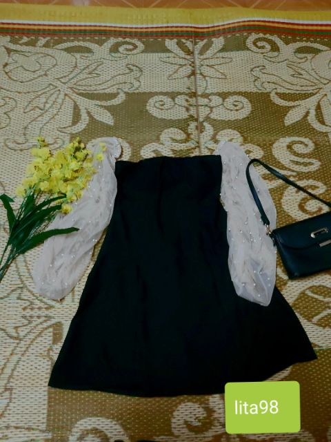 Váy trễ vai dự tiệc phối tay lưới siêu xinh kèm ảnh thật SẴN TRẮNG SIZE S, L | BigBuy360 - bigbuy360.vn