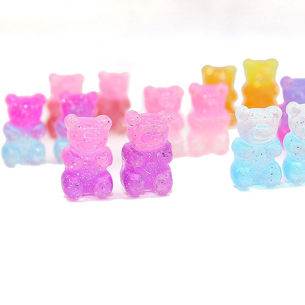 Charm Gấu kẹo dẻo màu ombre nhũ kim tuyến không khoen/ Gummy Bear/ Gấu gummy màu ombre