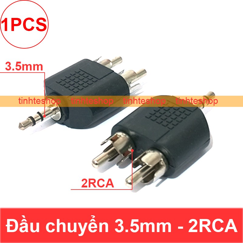 Đầu chuyển audio 3.5mm đực sang AV/RCA đực - Giắc chuyển cổng âm thanh 2 AV/RCA đực ra 3.5mm đực (1 chiếc)