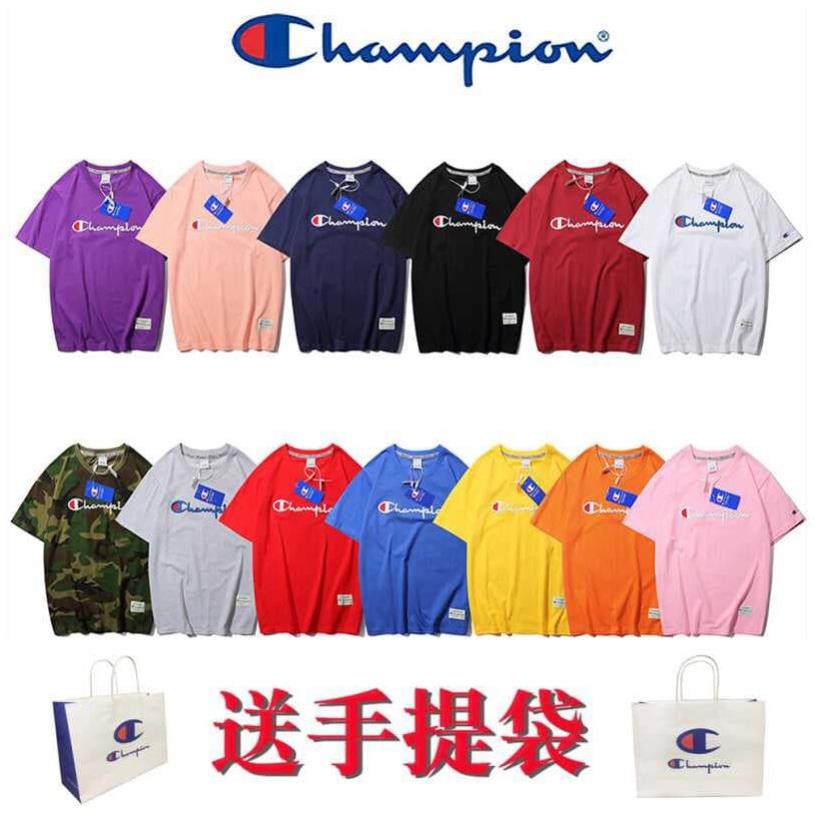 (CÓ SẴN) Áo Thun Champion - Champion Tee chữ và logo THÊU kèm tag bên dưới vạc áo