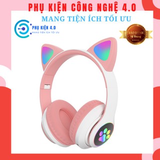 Tai Nghe Bluetooth Mèo Chụp Có Đèn Led