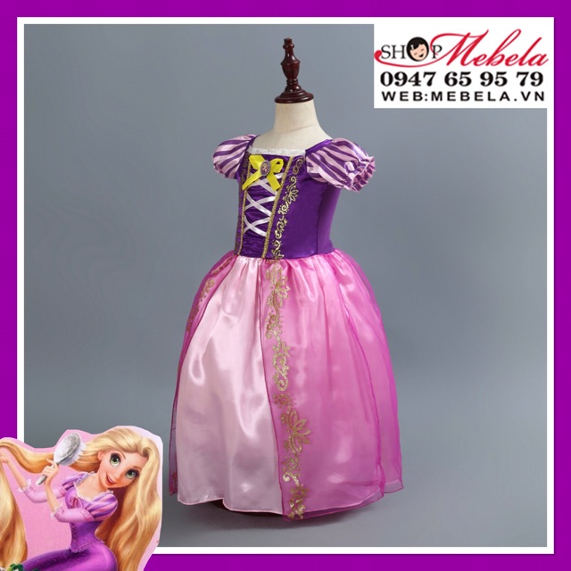 Váy công chúa tóc mây Rapunzel cho bé 12-29kg