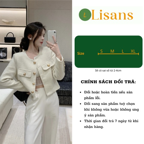 Áo dạ nữ tweed ngắn Hàn Quốc trắng ADN003