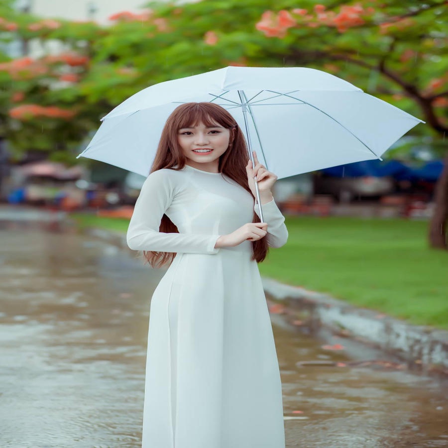 Áo dài Trắng học sinh lụa Thái tuấn , Áo 2 tà và 4 tà truyền thống  dày dặn không lộ chất liệu Lụa co giãn