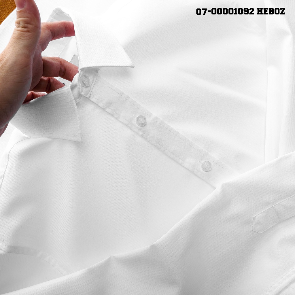 Áo sơ mi trắng nam Heboz 07, áo với chất vải cotton gân dọc cao cấp, chuẩn form slimfit - 00001092