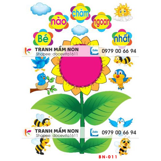 Decal mầm non- BẢNG BÉ NGOAN -2 khổ to 127x80