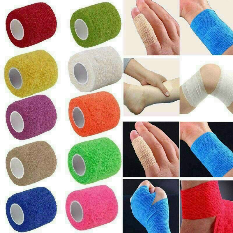 Băng keo thể thao đá bóng quấn cổ chân cao su non vải tự dính, băng keo quấn cổ tay y tế quấn ngón tay