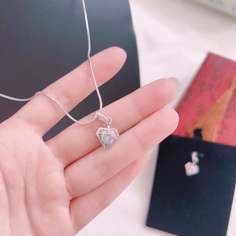 Dây chuyền mì kèm mặt titan hoạ tiết kim cương không đen không gỉ