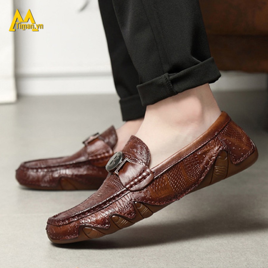 Giày lười nam da thật TIMAN TM09 cao cấp êm chân sang trọng bền bỉ bảo hành 5 năm