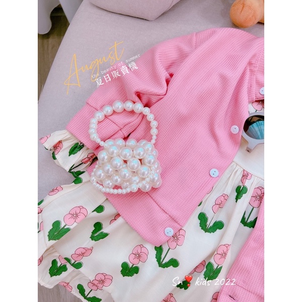 Set áo khoác + váy đũi hoa cho bé gái