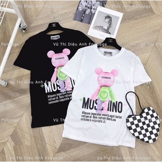 Áo thun áo phông tay lỡ free size in hình gấu Mos hottrend