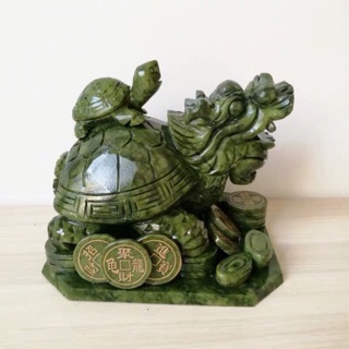 Có kiểm đinh long quy cõng con đá serpetine trấn thạch ( lộc sinh lộc )