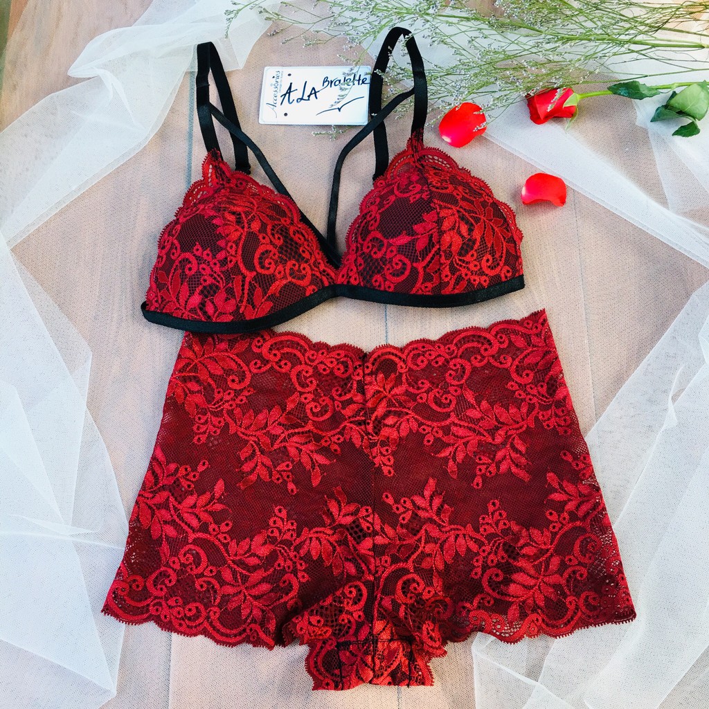 [ FREE SHIP ]👙 Bra thiết kế sexy 👙Bộ đồ bra đùi hoa , thiết kế mút ngực không gọng , lên from cực chuẩn